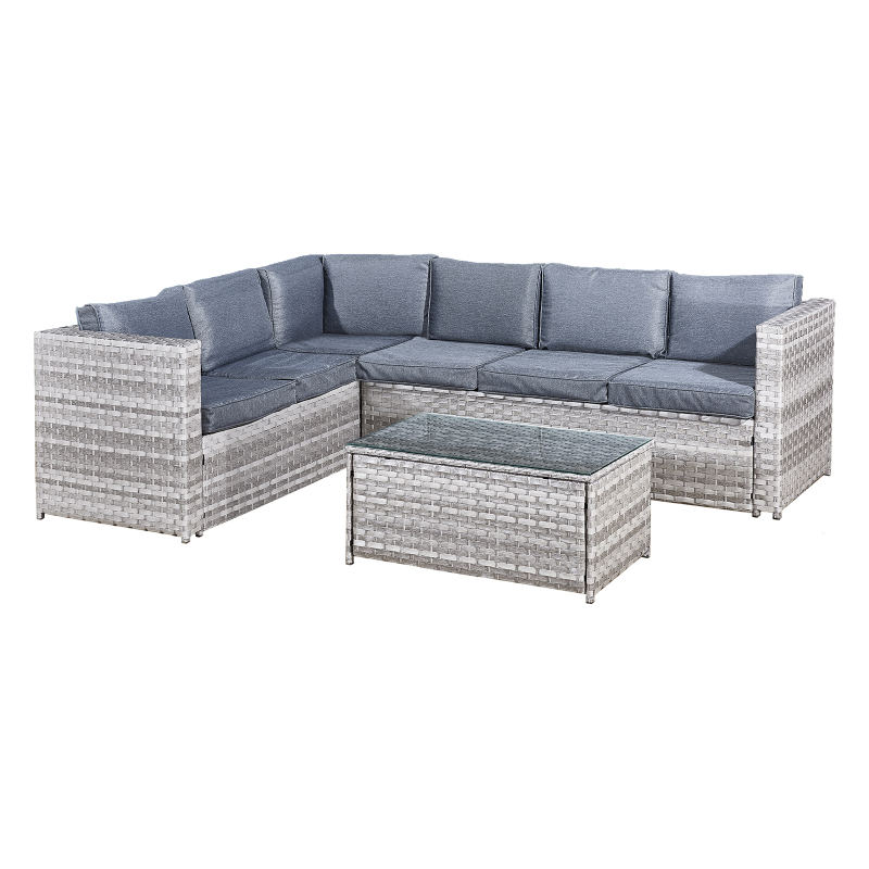 Acorn Rattan 6 Seat Corner Sofa Set in Dove Grey - Palm Living